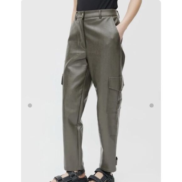 Aritzia Grey Faux Leather Stretch Modern Cargo Pant - Picture 2 of 14
